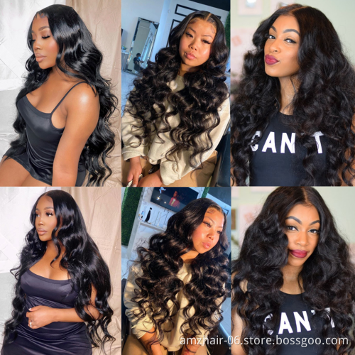 Unprocessed 9A Malaysian Virgin Cuticle Aligned Human Hair Body Wave 5X5 Lace Closure Wigs Transparent HD Swiss Lace Front Wigs